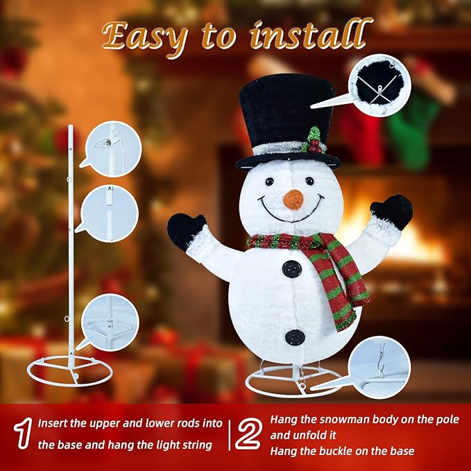Lighted Snowman Outdoor Christmas Decorations - 28 inch Light up Snowman with LED Lights, Pre-lit Snowman with Top Hat Holiday Ornaments Yard Decor for Home, Lawn and Front Yard