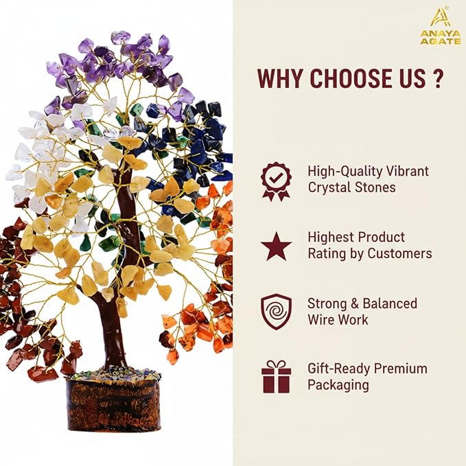 7 Chakra Crystal Tree of Life – Handmade Healing Crystals and Crystals and Healing Stones Money Tree for Home & Office Decor – Feng Shui Spiritual for Women
