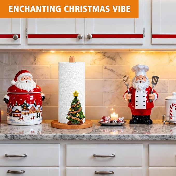 Christmas Kitchen & Bathroom Decor, 3D Christmas Tree Decorations for Kitchen Countertop & Table, Cute Paper Towel Holder Countertop, Winter Xmas Gift for Women, Housewarming Gifts New Home