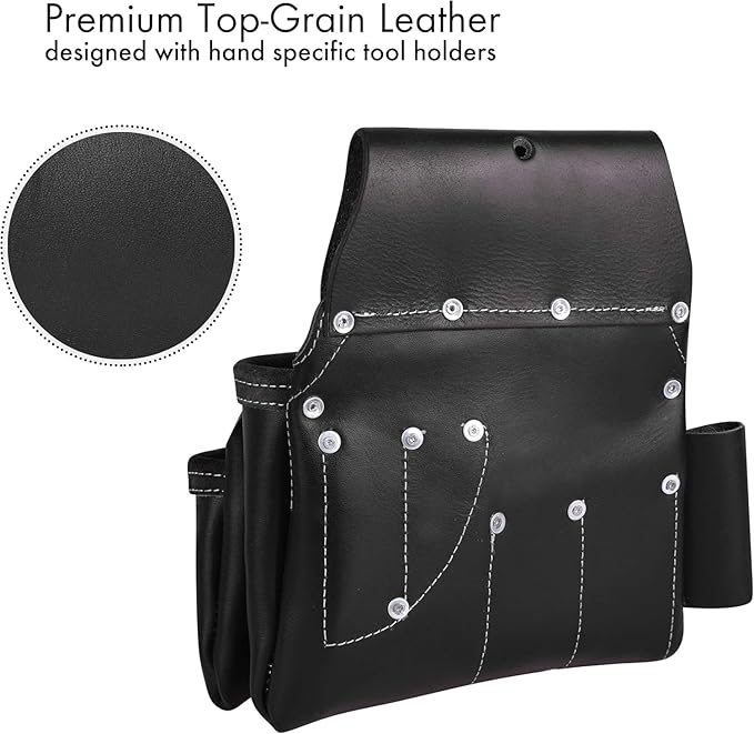 Heavy Duty 19 Pocket Leather Tool Belt Suspender Multipurpose Pockets Work Organizer Pouch Framing Fat Lip Tool Holder for Carpenter, Construction, Handyman, and Electrician Tool Belt Set