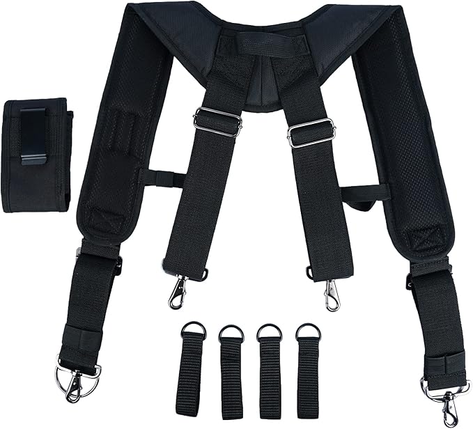 MELOTOUGH Tool Belt Suspenders Construction Bag Suspenders Heavy Duty Padded Work belt Suspenders for Carpenter/Electrician/Roofing/Farmer work Suspension Rig