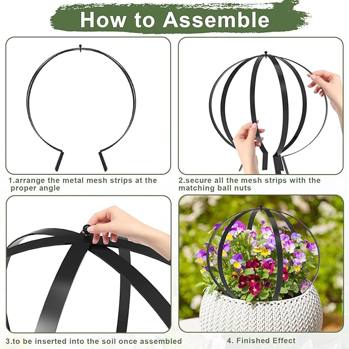 Metal Plant Round Circle Trellis for Climbing Plants, Round Garden Sculpture, Outdoor Potted Planter Trellis Patio Urn Décor & Doorway Accent，25.2"*21.2"-2Pack