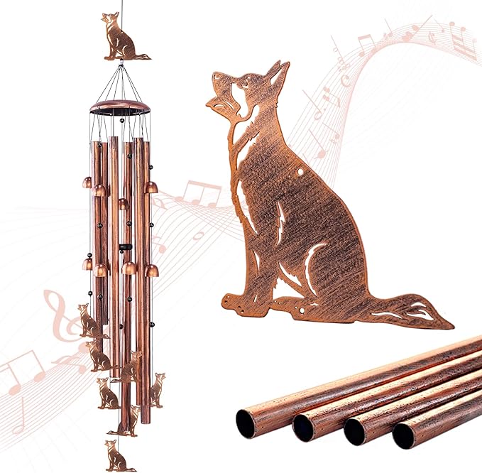 Extra Large 55 inch German Shepherd Dog Wind Chimes for Outside,Dog Gifts for Women Men/Memorial Gifts/Birthday Gift Metal windchimes Outdoors/Indoors,Garden Decor,Patio,Home,Porch,Yard Decorations