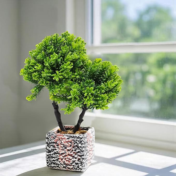 Small Fake Plants with Marble Planter, Fake Potted Plants Artificial Decor for Coffee Table Desk Shelf, 11.81" Faux Plants Indoor for Living Room Bathroom Bedroom Entryway Office