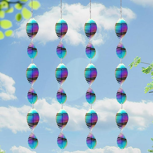 Wind Spinners Outdoor Garden Decor Gifts for Women Men, Rainbow 3D Reflective Metal Wind Spinner, Stainless Steel Hanging Ornament for Yard Outside Patio Porch