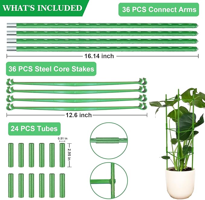 4Pack Tomato Cages Plant Cages 4ft Multifunctional Tomato Support Garden Trellis Tomato Stakes Cucumber Trellis for Vertical Climbing Plants Vegetable Flowers