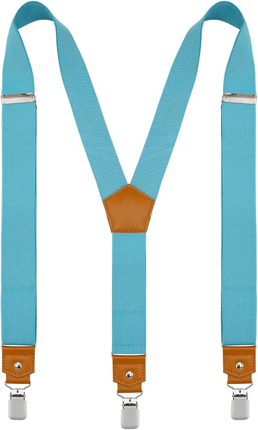 Suspenders for Men Y Back Adjustable Elastic with Strong Clips 47 Inches