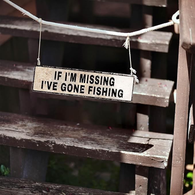Funny Gone Fishing Gifts for Men, Fishing Gear Decor, Fish Accessories, Man Cave Dorm Door & Home Room Decoration, Birthday, Fathers Day & Christmas Gift