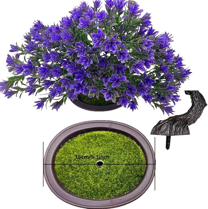 Artificial Bonsai Tree Juniper Faux Plants Indoor Small Fake Plants Decor with Black Pots for Home Table Office Desk Bathroom Shelf Bedroom Living Room Farmhouse Decorations