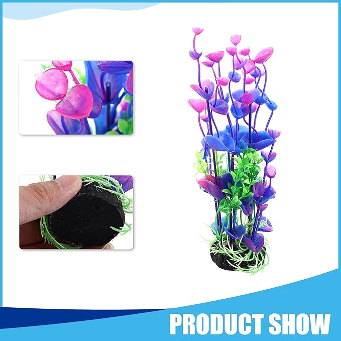 Aquarium Decoration,Plastic Plant Decoration for Aquarium Landscaping, 8.3Inch(Purple Green)