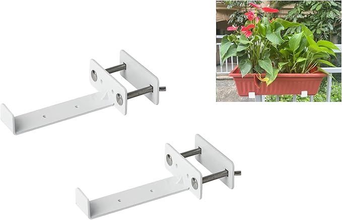Balustrades Flower Box Supports, Planter Box Supports, Window Box Supports (6 Inches)，for Balustrades, Terraces, Decks, Balconies, Fences (White 2 PCS)