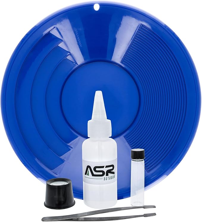 ASR Outdoor 12" Gold Pan Gold Prospecting Beginners Kit, Collection Tools, 5 Piece Green