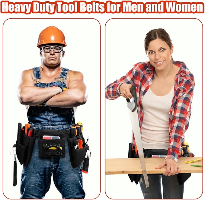 ASNOMY Heavy Duty Tool Belts for Men and Women,19 Pocket Carpenter Tool Belt with Quick Release Buckle,Adjustable Utility Framing Belt,Construction Tool Belt for Gardening,Electrician