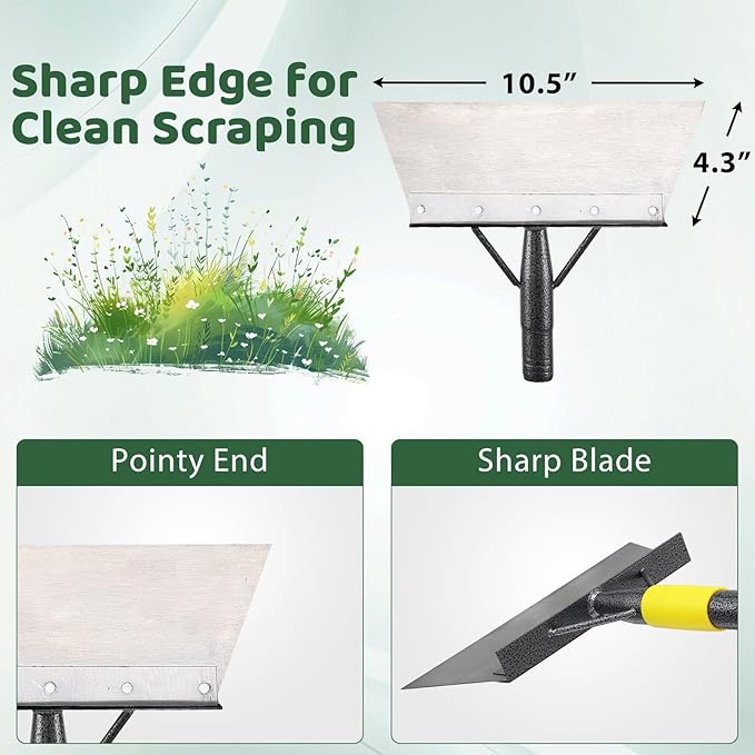 Garden Flat Shovel - Snow Ice Scraper, 60" Multifunctional Garden Cleaning Shovels, Heavy Duty Floor Scrapers Long Handle,Metal Weeding Scraper for Lawn Edging, Snow Ice Removal