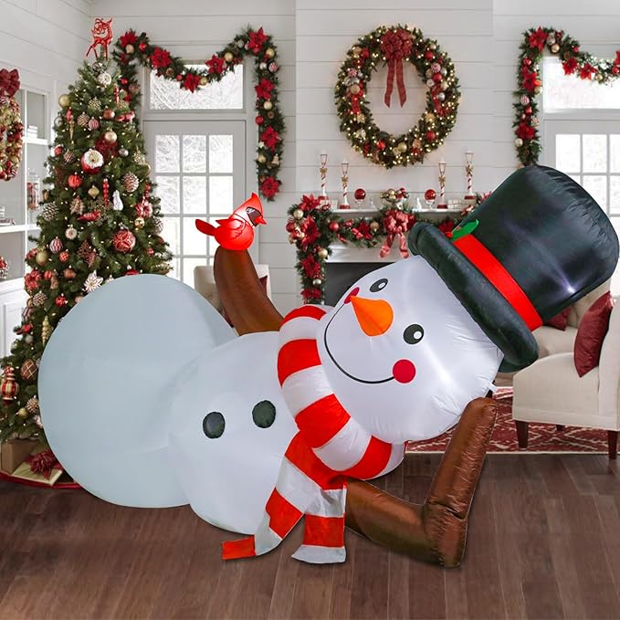 Vipush 9.8 FT Christmas Inflatable Decorations Snowman Christmas Decorations Outdoor Inflatable with LED Light, Outdoor Holiday Decor Blow Up Yard Decor