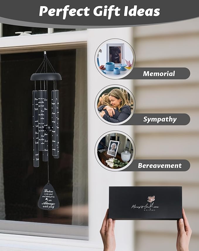 Sympathy Wind Chimes for Outside, Memorial Windchimes for Loss of Loved One Like in Memory of Mother Father Mom Dad, Bereavement Gifts Ideal for Funeral Condolence Remembrance, Outdoor Use