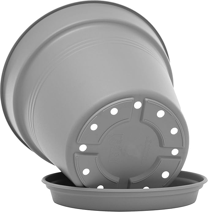 Mintra Home Garden Pots 4pk - Flowers, Herbs, Plants, Indoor, Outdoor, Colorful, Wholesale, Bulk (Grey, 11cm Diameter (4.3in))