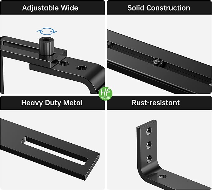 HFHOME 6PCS Adjustable Planter Box Brackets, Brackets for Window Boxes Planters Hanging Flower Box Holders, Heavy Duty Wall Mount Holder for Windowsills, Garden, Fences, and Balcony - Black