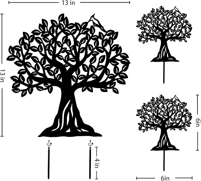 Tree of Life Metal Decorative Garden Stakes Tree of Life Gifts for Women Men Mom Birthday Gifts Silhouette Statues for Garden Decor, Yard Art, Patio, Outside, Lawn Ornaments, Outdoor Decorations