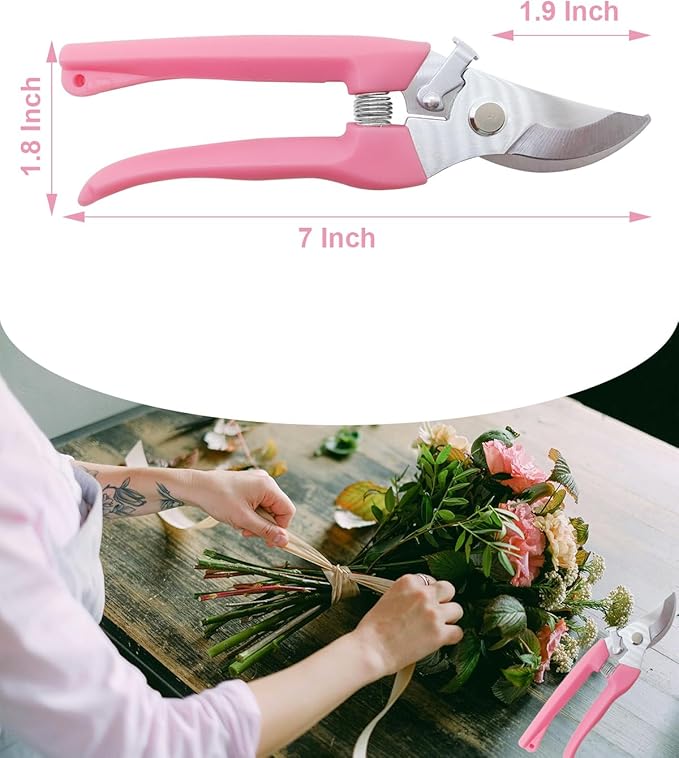 Pruning Shears for Gardening, 1 Pack Garden Scissors for Cutting Fresh Flowers, Floral Clippers for Plants, Fruits (Pink)