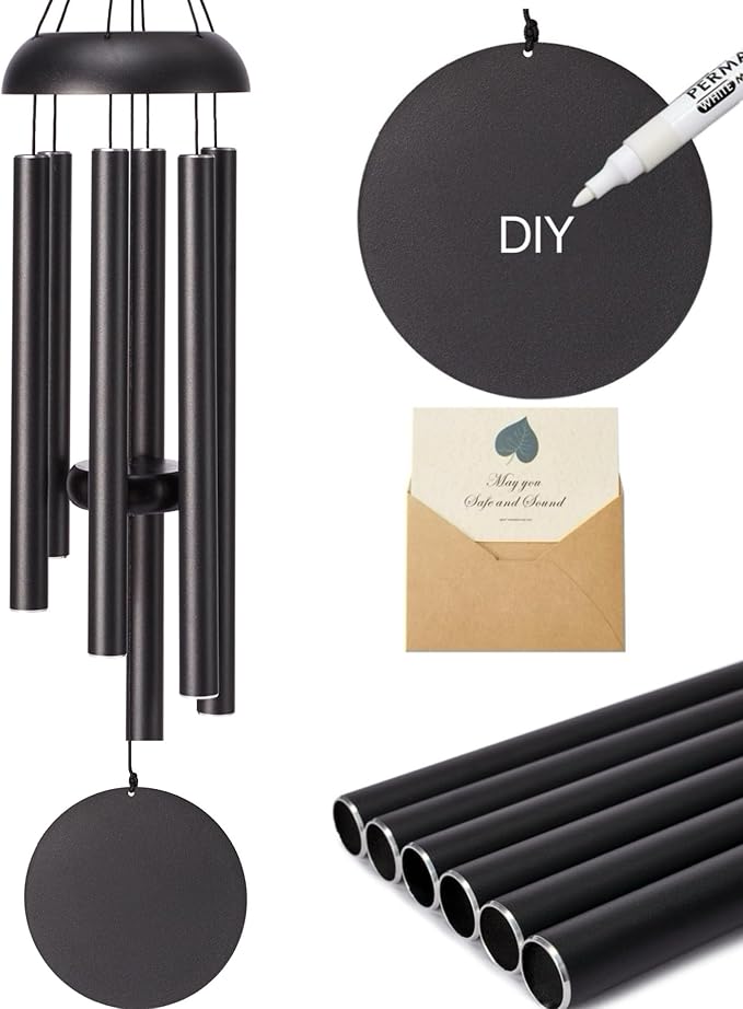 Wind Chimes for Outside - Deep Tone Soothing Melodic Tones, Outdoor Wind Chimes for Garden, Patio Decor, Memorial Sympathy Gift for Loss of Loved One （32''Black）