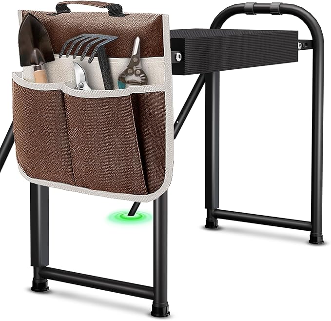 seasky Foldable Garden Kneeler and Seat, Anti-Tipping Gardening Bench Widened Thick Soft Kneeling Pad, Heavy Duty Gardening Stool with Tool Bag,Gardening Gift for Women