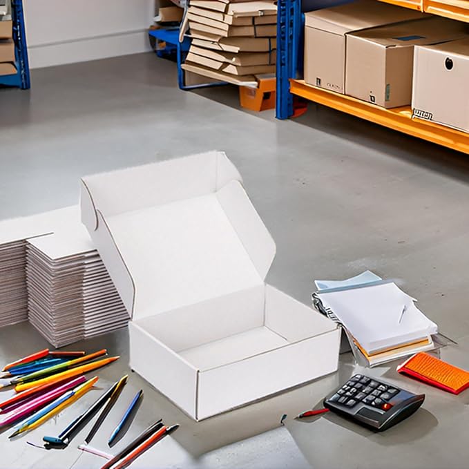 Small Shipping Boxes 10x8x3 Inch (25 Pack) - Sturdy White Corrugated Cardboard Boxes for Small Business, Ecommerce, Mailing & Packaging | Recyclable Gift & Storage Boxes