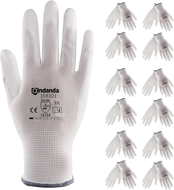 ANDANDA Multi-Package Safety Work Gloves, Seamless Knit Work Gloves with PU Coated, Ideal Work Gloves Men for General Work
