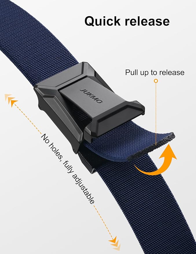 JUKMO Stretch Tactical Belt for Men, Military Work Rigger Hiking 1.5" Elastic Nylon Web Ratchet Quick Release Belt