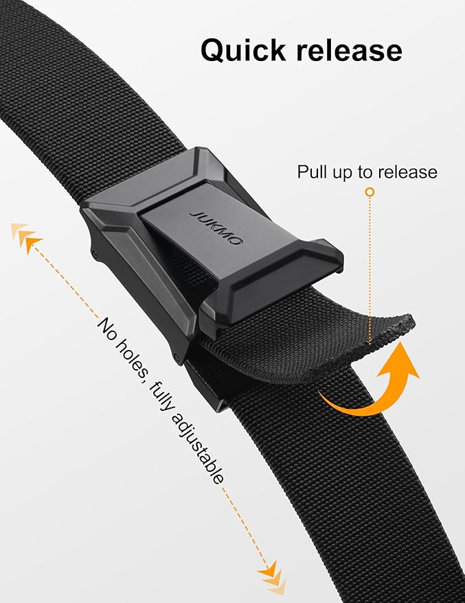 JUKMO Stretch Tactical Belt for Men, Military Work Rigger Hiking 1.5" Elastic Nylon Web Ratchet Quick Release Belt