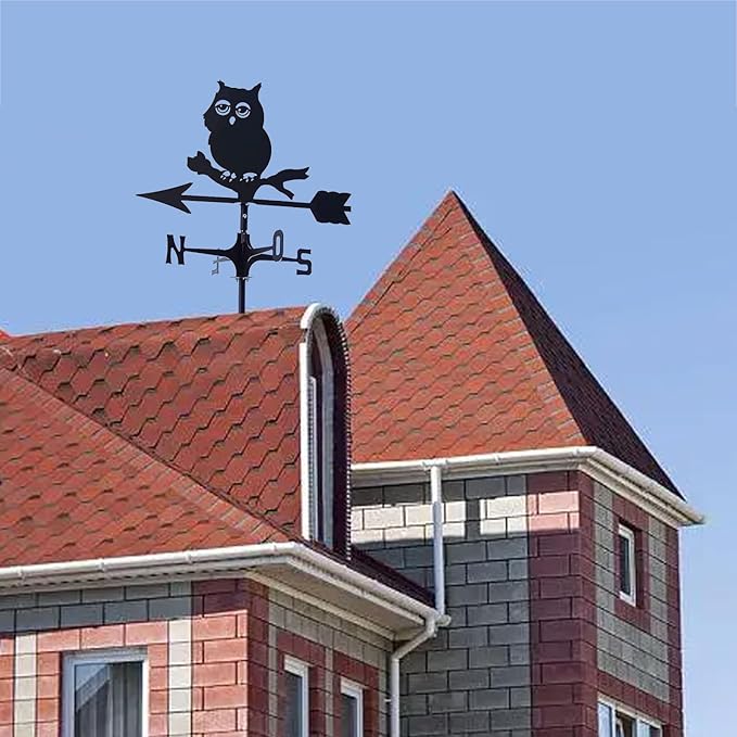 Cast Iron Wind Vane Weathercock Metal Weather Vane Wind Direction Indicator Wind Measuring Tool for Garden Decor Farmhouse Decorative Outdoor Garden Wind(Color:B)