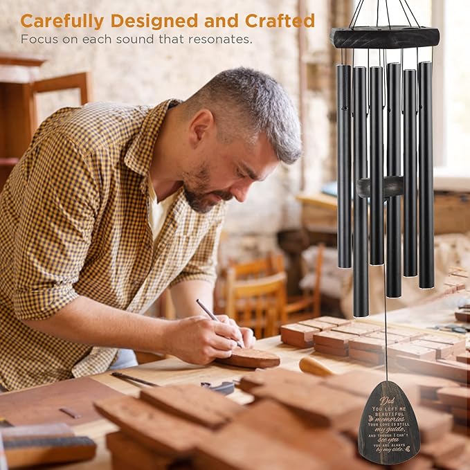 Sympathy Gifts for Loss of Dad 32" Memorial Wind Chimes for Loss of Father Bereavement Condolence Gifts Sympathy Windchimes in Memory of Father Dad Papa Butterfly Wind Chime with Cardinal Card