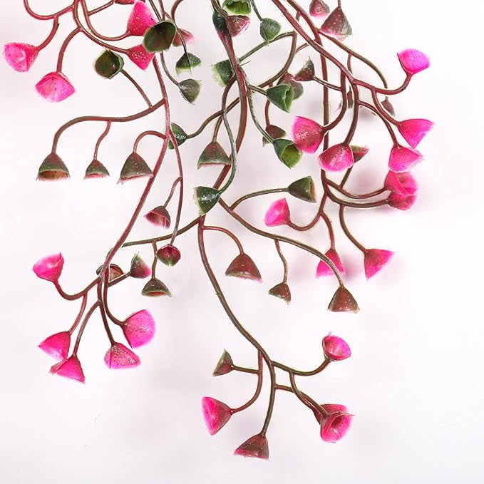 RECUTMS Hanging Fake Vine Plants 4 Pcs Artificial Large Garland Faux Flower Ferns Plant Baby Breath Ivy Room Wall Decor Home Office Garden Wedding Party Indoor Outdoor Decor (Pink)