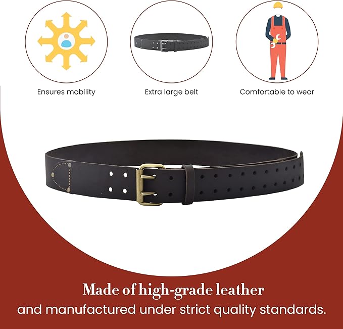 Style n Craft - 2" Wide Extra Long Full-Grain Oiled Leather Work Belt, Durable and Rugged Belt, Dark Brown (#74053)
