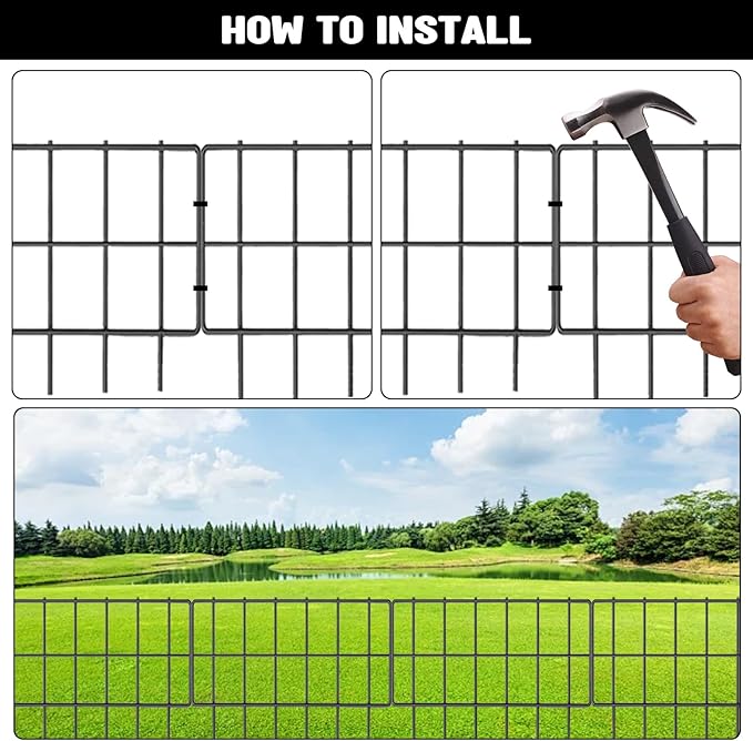 30 Pack Garden Fencing Animal Barrier, 17In(H) X32.4Ft(L) Animal Barrier Wire Fence, 2.16 Gap Rustproof Metal Border for Dog Digging, Ground Defense Border Fence for Outdoor Yard Patio.