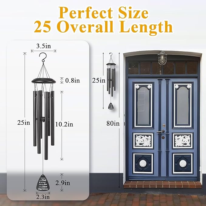 10th Anniversary Wind Chimes Gifts for Men Women,Romantic 10 Year Anniversary for Couples, Wife, Husband, Parents, Friends, 10th Wedding Gifts Idea of Happy Anniversaries Decorations,Black