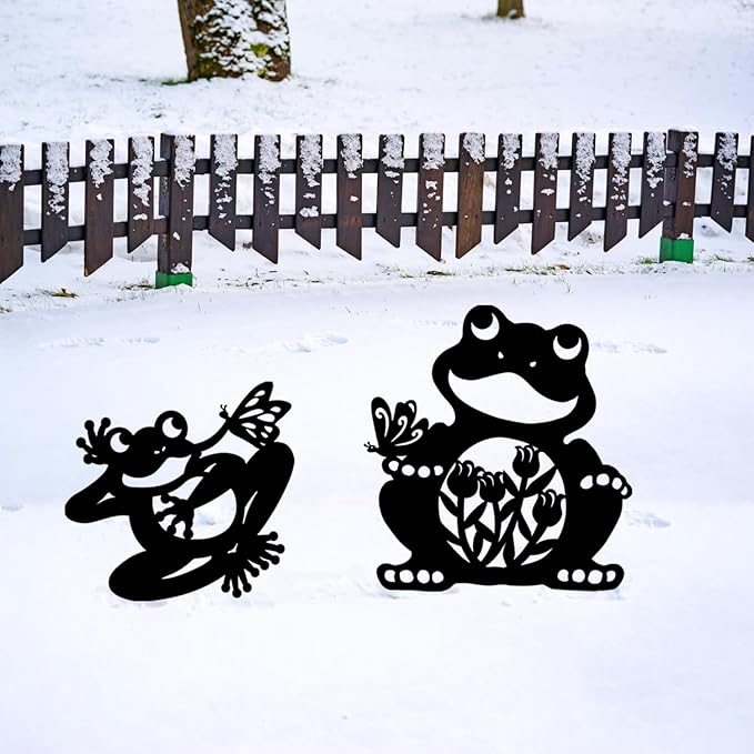 Frog Metal Decorative Garden Stakes Frog Gifts for Women Men Mom Birthday Gifts Silhouette Statues for Garden Decor, Yard Art, Patio, Outside, Lawn Ornaments, Outdoor Decorations