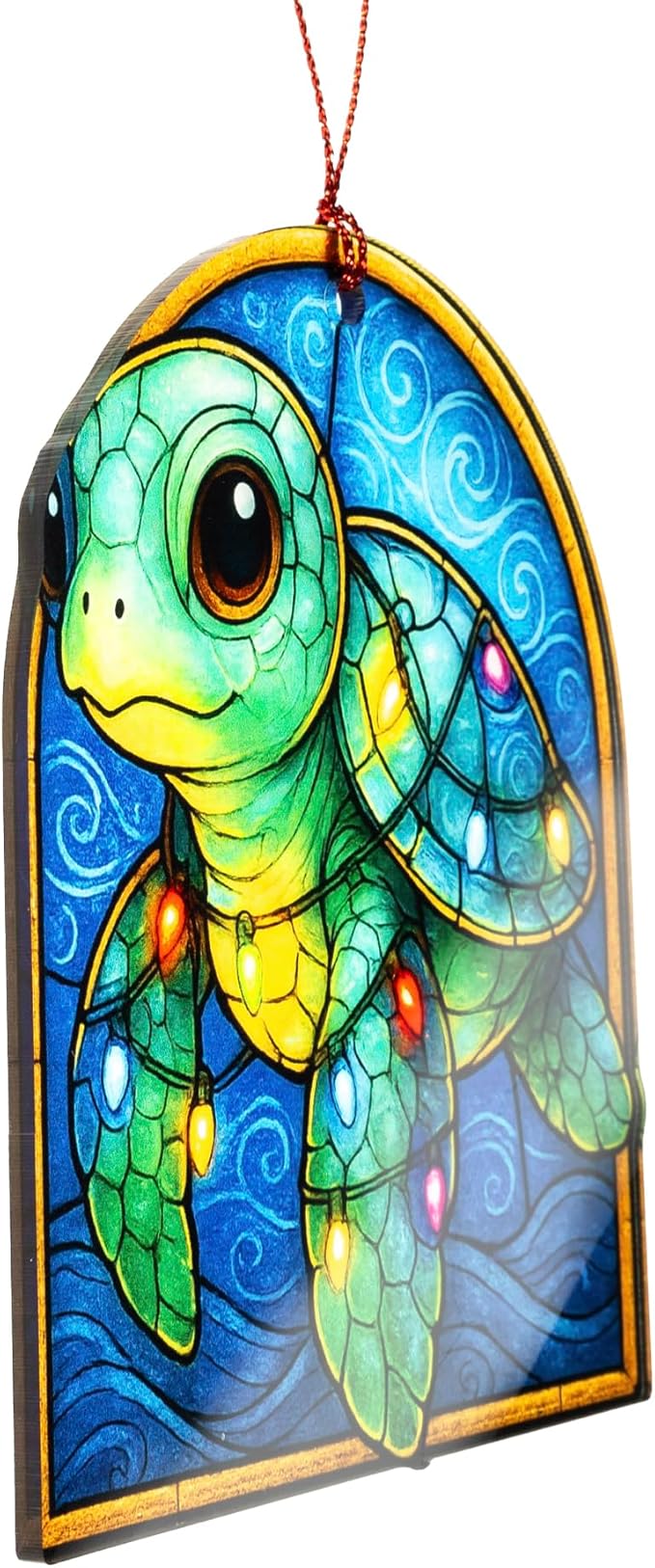 Turtle Gifts, sea Turtle orrnament,Gift for Women, Beach Gift, Coastal Gifts, Christmas Ornament 2025, Suncatcher Effect Stained Glass Window Hanging, car Hanging Accessories