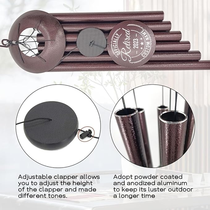 Personalized Wind Chimes Retirement, Retirement Gifts Celebrate Retire, Customized Congratulations Metal Wind Chimes for Parnents/Mom/Dad 36inch (Produced in USA)
