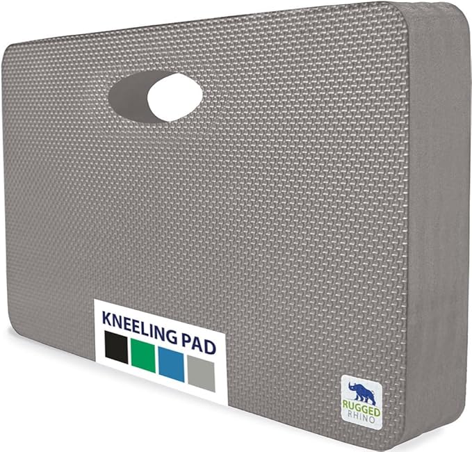Rugged Rhino Heavy Duty Patent Pending Kneeling Pad, Shock Absorbent Thick Knee Pads, Holds Up to 300 lbs, Protect Knees from Hard Concrete Surfaces, for Mechanics, Yard Gardening, Gym, Slate Gray