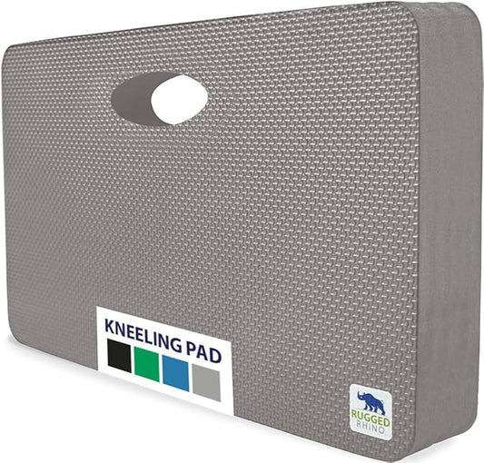 Rugged Rhino Heavy Duty Patent Pending Kneeling Pad, Shock Absorbent Thick Knee Pads, Holds Up to 300 lbs, Protect Knees from Hard Concrete Surfaces, for Mechanics, Yard Gardening, Gym, Slate Gray