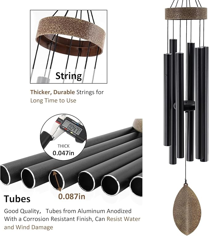 ASTARIN 36 Inch Wind Chimes for Outside, Tuned Metal Wind Chime for Outdoor Garden Patio, WindChimes Tuned Soothing Melodic Tones Windchimes Mom Dad Gift, All Metal Leaf Design Windchime