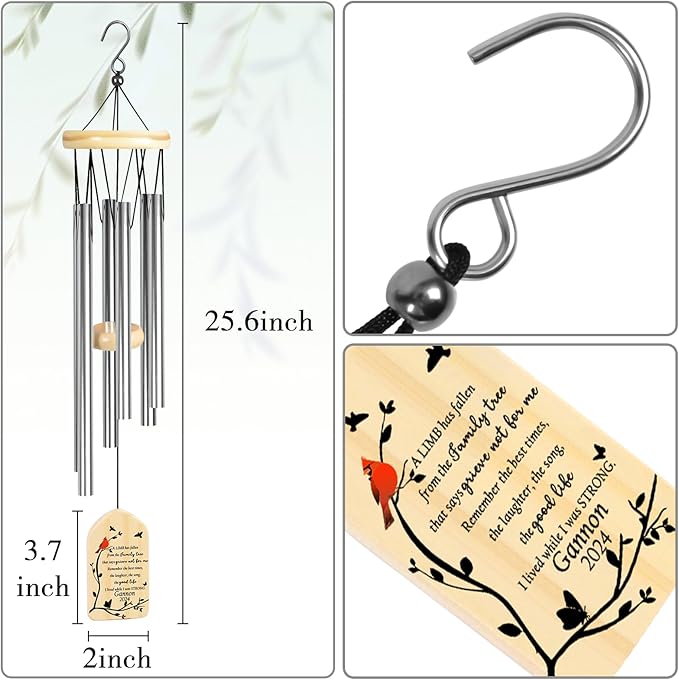 Personalized Memorial Wind Chimes | Loss of Loved One | Sympathy Gift | Memorial Gift | Condolence Bereavement Gifts | in Memory of Loved One Gifts