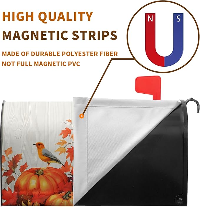 Fall Sunflower Mailbox Covers Magnetic Standard Size Autumn Bird Mailbox Cover Maple Leaf Thankful Pumpkin Mail Box Post Cover Waterproof Thanksgiving Mail Wraps for Garden Yard 21x18 Inch
