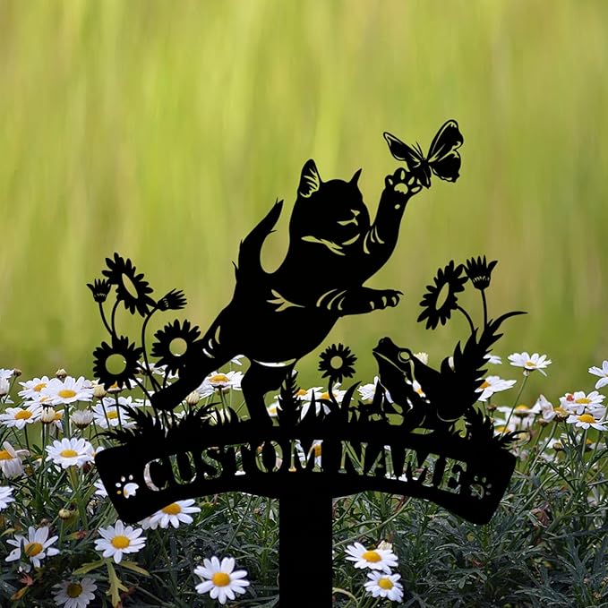 Custom Cat and Dog Garden Stake,Personalized Pet Stake Sign,Custom Cat Dog Stake Art Sign,Garden Stake Sign,8-24inches