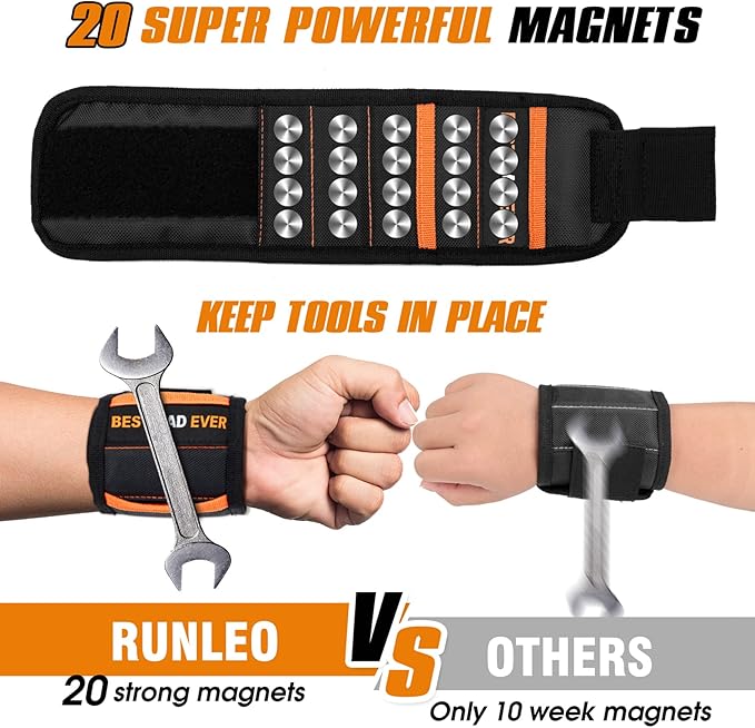 Father's Day Gifts for Dad from Daughter Son, Magnetic Wristband Tool Belt for Holding Screws, Cool Gadgets Birthday Gift Christmas Stocking Stuffers for Men Him Husband Handyman - Best Dad Ever Gifts