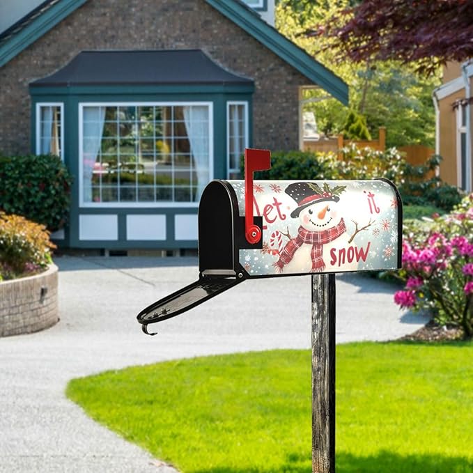 ALAZA Let it Snow Winter Snowman Magnetic Mailbox Cover MailWraps Garden Yard Home Decor for Outside Oversized-25.5" x20.8"