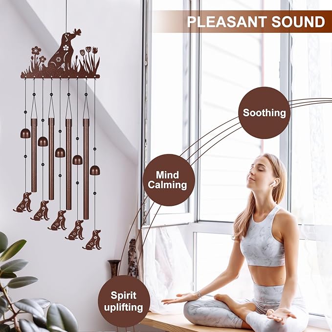 Dog Wind Chimes for Outside,Memorial Wind Chimes Gifts for Women and Grandma,Patio Garden Decor,Windchime in Loving Memory Outdoor Decoration for Yard, Patio, Porch, Lawn, Landscape