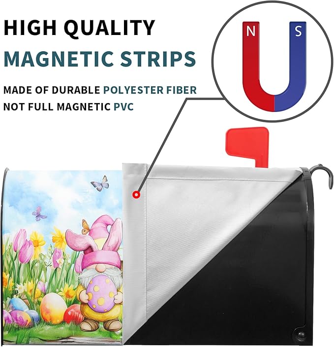 Easter Magnetic Mailbox Cover Rabbit Eggs Mailbox Cover Magnetic Standard Size 18 X 21 Inch Spring Butterfly Floral Mailbox Post Cover Mailbox Wraps Mailbox Decor for Home Garden Outdoor Yard