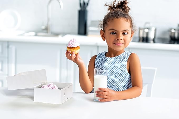 30 Pack 6x6x3 Bakery Boxes with Window – Small Cookie Boxes for Gift Giving – Treat Boxes for Small Cake, Pastry, Strawberries, Dessert, Candy, Charcuterie, Baked Goods and Food (White)